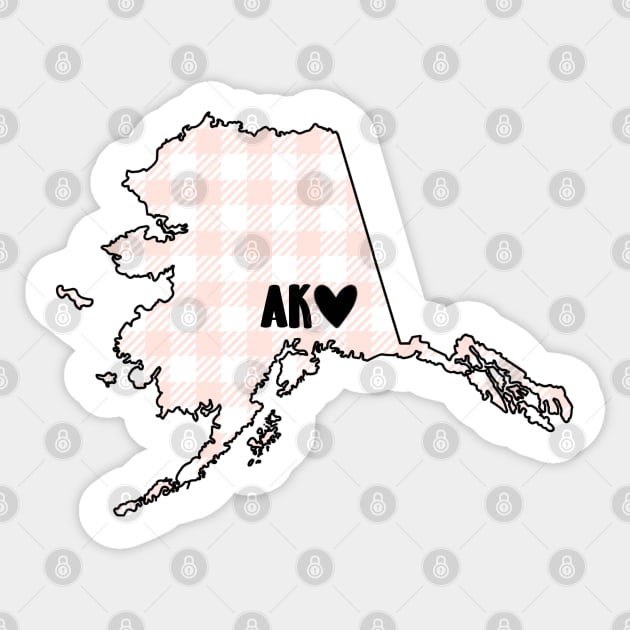 USA States: Alaska (pink plaid) Sticker by LetsOverThinkIt